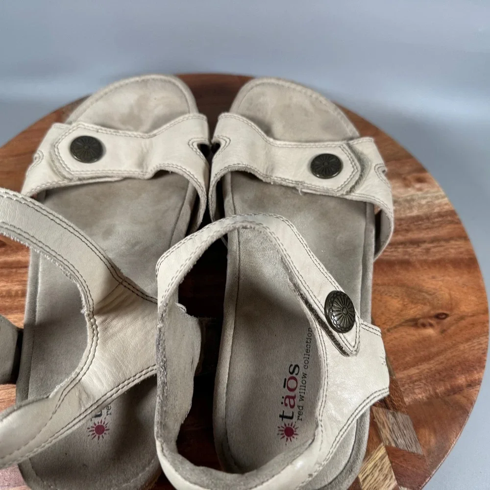 Taos Louise Stone Leather Adjustable Strap Sandals Womens 10 Euro 41 RLOU-13089